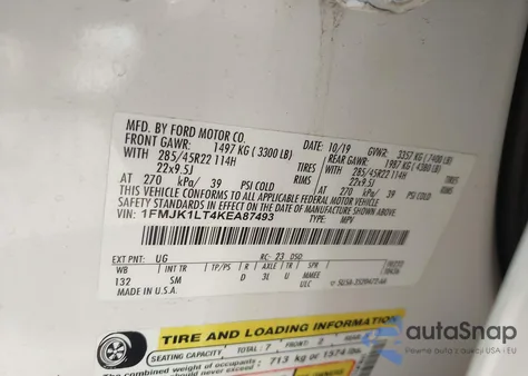 2019 Ford Expedition Max Platinum from USA, damaged, VIN 1FMJK1LT4KEA87493